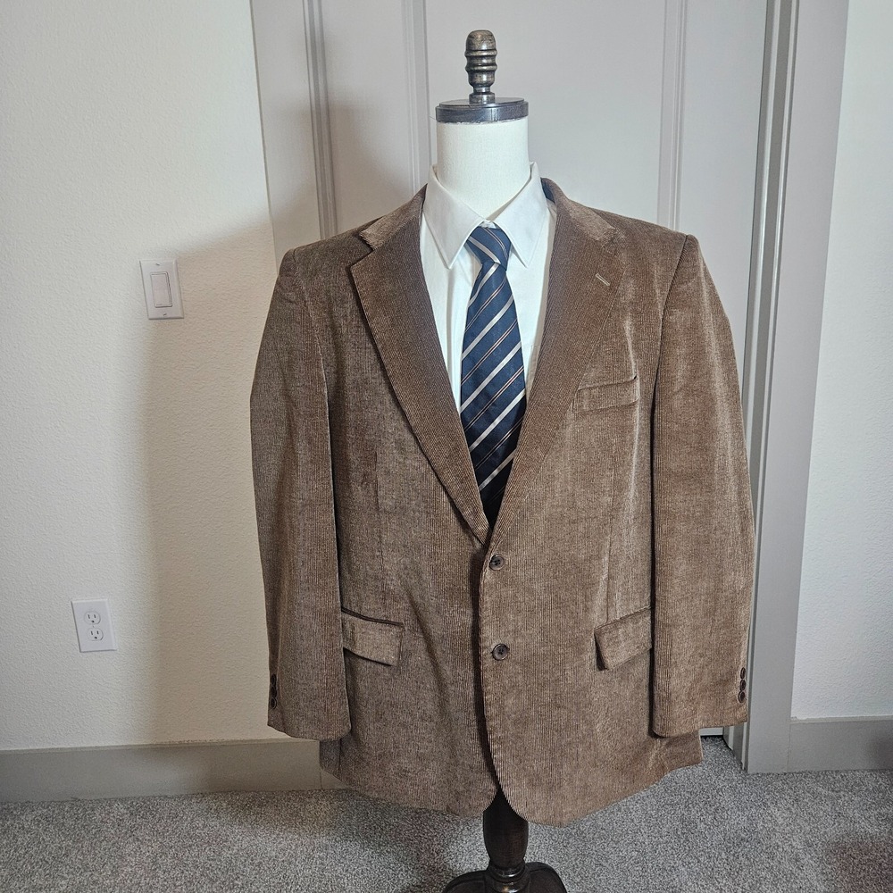 Alan Flusser Corduroy Men's‎ Suit Blazer Sport Coat 48R Brown - EUC